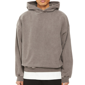 Sudadera con Capucha Extra Grande para Hombre, Color Gris Sólido, Corte Casual, Largo Regular, 100% Algodón, Tejido French Terry - Product Image 1