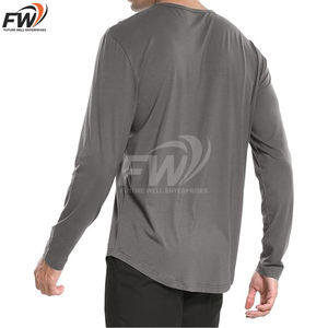 T-shirts décontractés pour hommes, coupe élégante, manches longues, 100% coton, col rond, impression numérique. - Product Image 6