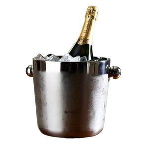 Cubo de Hielo Redondo de Metal para Enfriar Bebidas, de Pared Simple, Acero Inoxidable Pulido de Alta Calidad con Asa, Cubos para Cerveza - Product Image 1