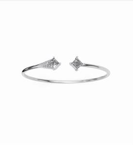 Brazalete de Diamantes con Corte Princesa para Mujer, Oro Blanco, Estilo Minimalista, Diamante Natural Certificado por GIA, Color D - Product Image 1