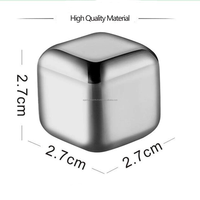 Pierres à whisky en acier inoxydable, 6 pièces avec boîte en plastique, glaçons réutilisables pour whisky, cocktail, vin, accessoires de bar