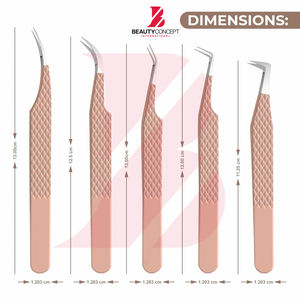 Pinzas para Extensiones de Pestañas, Juego de 5 Piezas, Pinzas de Volumen, Pinzas Delgadas de 90 Grados con Puntas de Fibra - Product Image 2