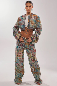 Chaqueta Bomber con Estampado de Patchwork, Cierre de Cremallera, Cuello Camisero, Estilo Urbano, Unisex, para Otoño - Product Image 2
