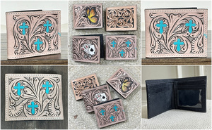 2026 Wholesale New Arrival Hand Tooled Genuine Leather RFID <b>Wallet</b> for Men's Cardholder with ID Window Credit <b>Card</b> <b>Holder</b> Gift - Product Image 3