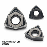 Plaquette de fraisage en carbure revêtue PVD WNMU080616EN-GM SP1301B pour l'usinage CNC de l'acier, de l'acier inoxydable et du fonte, pour le fraisage à gros débit et le fraisage de face et de queue
