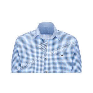 Chemise Lederhosen bavaroise traditionnelle personnalisable OEM, bleu et blanc, 100 % coton, motif uni, coupe régulière, longue et respirante - Product Image 2