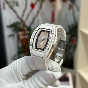 Reloj de Hombre RM07-01, Exquisito, de Cerámica Blanca con Diamantes, Esfera Esqueletizada, Correa de Silicona, Mecanismo Mecánico - Product Image 5