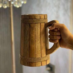 Taza Grande de Madera, Nuevo Estilo, 100% Natural, Taza Vikinga para Cerveza, Hecha a Mano, Taza Marrón de Roble, Jarra de Cerveza de Madera, Precio al por Mayor - Product Image 4