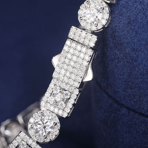 Luxury Women's 925 Silver Rhodium Plated Diamond <b>Bracelet</b> Round Brilliant Cut Geometric Chain Link Wedding Jewelry - Product Image 2
