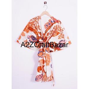 Caftán 100% Algodón con Estampado Floral, Ropa Larga para Mujer, Vestido de Maternidad con Estampado en Bloques, para Todas las Temporadas: Verano, Invierno, Otoño, Primavera - Product Image 5