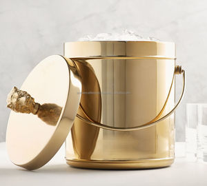 Cubo de hielo de acero inoxidable premium con tapa y pinzas, duradero, de doble pared aislada, para uso en el hogar o bar. - Product Image 3