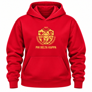 Sudadera con Capucha PDK con Letras Griegas, Puños y Dobladillo Acanalados, Gráfico Decorativo Frontal y Capucha Ajustable para el Campus - Product Image 3