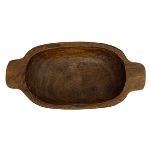 Eco Friendly Mango Wood Dough Bowl with Handles <b>Large</b> Serving Decor and Decoration Use Wooden Bowl Countertop <b>Keepsake</b> Bowls - Product Image 2
