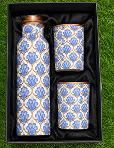 Juego de Botella de Cobre con 2 Vasos, Diseño Artesanal de Unicornio, Ecológico, Impreso, Hecho a Mano, Estilo Tradicional Indio - Product Image 3