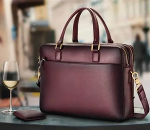 Sacoche d'ordinateur portable unisexe en cuir véritable, de luxe, classique, imperméable, légère, avec fermeture éclair, sac à main professionnel, sac à bandoulière de bureau - Product Image 4