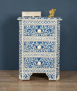 Mesa de Cajones con Incrustaciones de Hueso de ILAHI, Diseño Moderno con Detalles de Ágata, Almacenamiento de Tres Niveles, Mueble Portátil para el Hogar - Product Image 3