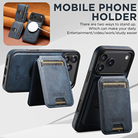 Étui de téléphone magnétique en PU texturé cuir de vachette avec béquille, directement de l'usine OEM/ODM, pour les séries Apple 18/17/16/15/14/13/12