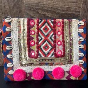 Colorful Indian Handmade Beaded Bag Luxury Ethnic Craft Glass <b>Bead</b> Baguette Handle Durable Trendy <b>Crystal</b> Fashion Accessory - Product Image 1