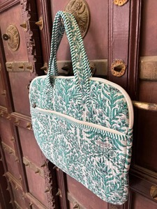 Handmade Fashion Quilted Cotton <b>Laptop</b> <b>Sleeve</b> with Shoulder Strap Zipper Closure for Shopping Documents Model 100 Rajasthan - Product Image 2