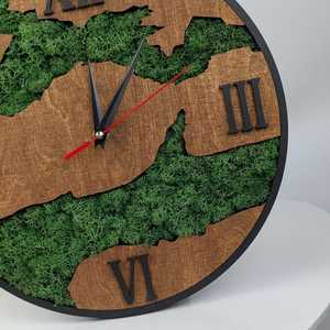 Reloj de Pared Mecánico 3D de Madera Rústica con Efecto Musgo, Hecho a Mano, con Números Romanos, Decoración de Pared de Madera Natural, Estilo Moderno para Casa de Campo - Product Image 6