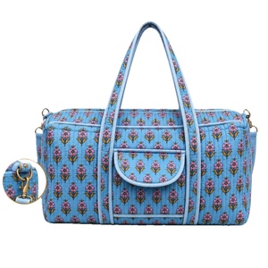 Bolsa de Viaje de Lona de Algodón Ecológica Acolchada con Estampado Floral Vintage, Cierre de Cremallera, Bolsa de Fin de Semana, Correa para el Hombro - Product Image 5