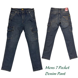 Jean droit à 7 poches pour hommes, pantalon en denim à jambes larges, grande taille, pantalon en coton à poches multiples à 100%, étiquette de marque personnalisée - Product Image 3