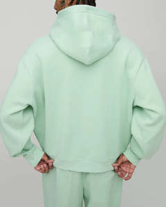 Conjunto de Sudadera con Capucha y Pantalones de Felpa 100% Algodón, con Logotipo Bordado Personalizado, Estilo Casual de Invierno, Ropa Urbana para Hombre, Conjunto de 2 Piezas - Product Image 3