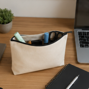 Reusable Cotton Canvas Zipper Makeup Bag | Custom Logo Travel Toiletry Cosmetic Storage Organizer <b>Pouch</b> for Women Multi Purpose - Product Image 2