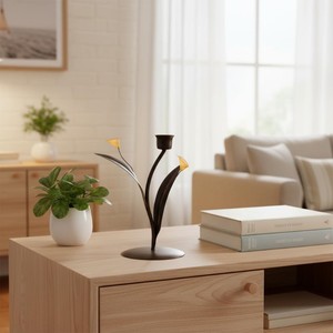 High Standard Quality Iron Candle Stand with Calla Lily Design <b>Heat</b> Resistant Home Decoration - Product Image 4