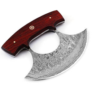 Couteau à pizza industriel en acier Damas de haute qualité, personnalisable avec logo, antidérapant, manche en bois, support OEM - Product Image 1