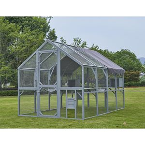 Grande Recinto per Gatti da Esterno 110 Pollici con Piattaforme e Copertura Impermeabile, Gabbia per Gattini Grigia Migliorata - Product Image 2