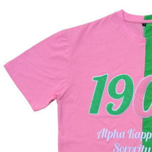 Camiseta Personalizada de Estilo Universitario, Color Rosa y Verde, para Bordado Chenille, Corte Ajustado, 100% Algodón, para Mujer - Product Image 5
