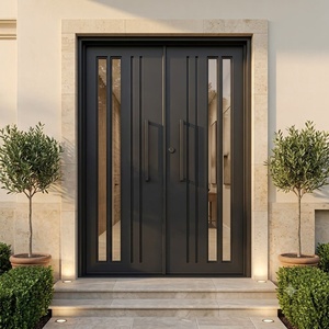 Portail d'entrée de luxe royal en fer forgé et verre, résistant à la rouille, montage facile, design cintrée, style moderne, battant - Product Image 3