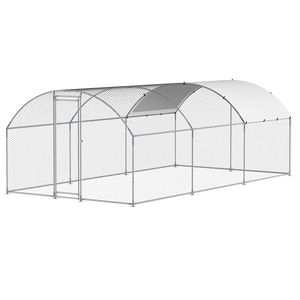 Grande Pollaio in Metallo con Tetto a Cupola 9.8x19.3x6.5 ft, con Chiusura di Sicurezza per la Protezione degli Animali - Product Image 6