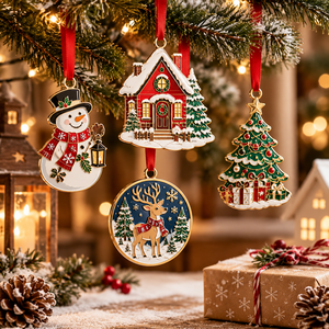 Adorno Navideño de Metal Personalizado con Logotipo Grabado, Redondo, para Colgar en el Árbol, Recuerdo, Regalo OEM - Product Image 1
