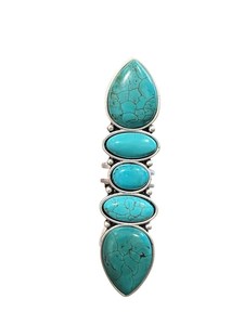 Anillo Largo de Turquesa en Plata de Ley 925 con Múltiples Piedras, Estilo Boho Occidental, Joyería para Mujer - Product Image 3