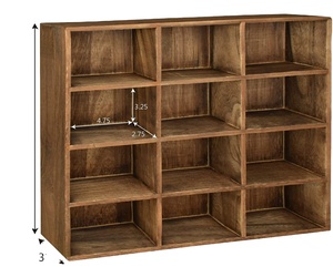 Support mural en bois montable à 12 compartiments pour affichage 4 couches petit présentoir en carton pour magasins carton personnalisé - Product Image 1