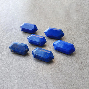 Lapis-lazuli naturel, taille facetée, forme hexagonale, pierre précieuse calibrée, pour bijoux - Product Image 6