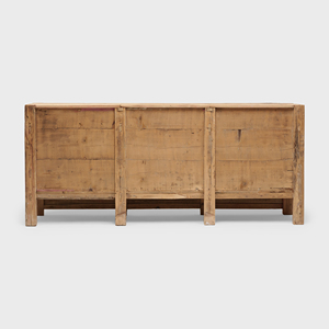 Buffet en bois de pin rustique de style mongol avec 6 portes et tiroirs - Product Image 4