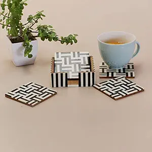 Elegant Modern Design Eco-Friendly Bone/Resin Rectangle Coaster Home Kitchen <b>Table</b> Mats Pads New Style Bone Inlay Coaster <b>Coffee</b> - Product Image 4