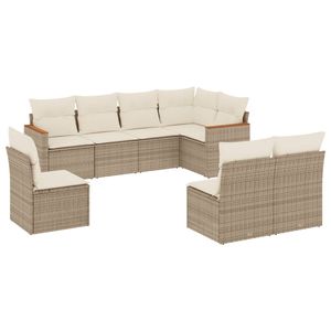 Conjunto de Sofás de Jardín Beige, Mimbre Sintético para Exteriores, Cojines Impermeables, Diseño Contemporáneo - Product Image 4