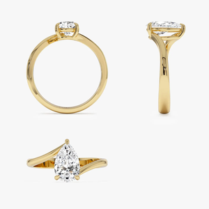 Women's Classic 1 carat Yellow Gold Pear Cut Diamond Engagement Ring Minimalist Style GIA Certified Natural <b>Stone</b> - Product Image 3