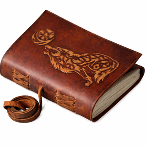 Diario de cuero vintage con relieve de lobo, papel hecho a mano con borde deshilachado, páginas sin rayas, cuaderno de sombras, cuaderno de bocetos, álbum de recortes, regalo de costura - Product Image 2