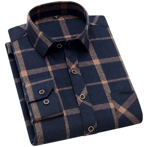 Chemise en flanelle à manches longues personnalisable pour hommes nouvelle usine à la mode coupe ample décontracté Plaid Design respirant tricoté de haute qualité - Product Image 6