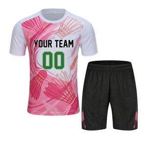 Vente en gros de maillots de sport personnalisés sublimés pour hommes adultes, manches courtes, col en V, 100% polyester, mode, tennis, uniformes pour adultes et jeunes - Product Image 4
