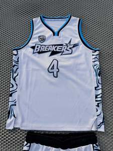Conjunto de Camiseta de Baloncesto con Logotipo Privado, Sublimada, 46, Blanca y Azul, Unisex, Deportiva, Sin Mangas, Transpirable, que Absorbe la Humedad, Precio de Fábrica - Product Image 4