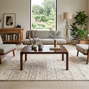 Mesa de Centro de Madera de Roble Natural Hecha a Mano, Estilo Moderno de Mediados de Siglo, Estructura de Roble Sólido, Duradera, Fácil de Limpiar, Mueble para Sala de Estar, Garantía de 3 Años - Product Image 4