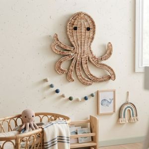 Decoración de Pared de Ratán Natural Hecha a Mano, Adorno de Pared de Animal Tejido para Dormitorio, Habitación Infantil, Decoración del Hogar - Product Image 1