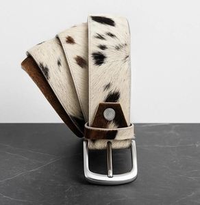 Ceinture en cuir de vachette noir et blanc - Product Image 2
