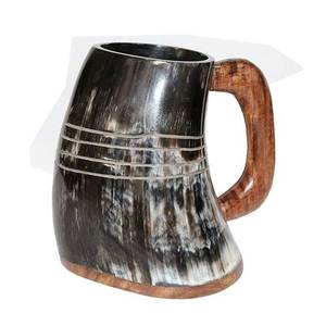 Mug artisanal en corne naturelle pour bière et café |   Mug à boire artisanal de style rustique et écologique, capacité personnalisée pour bar - Product Image 6